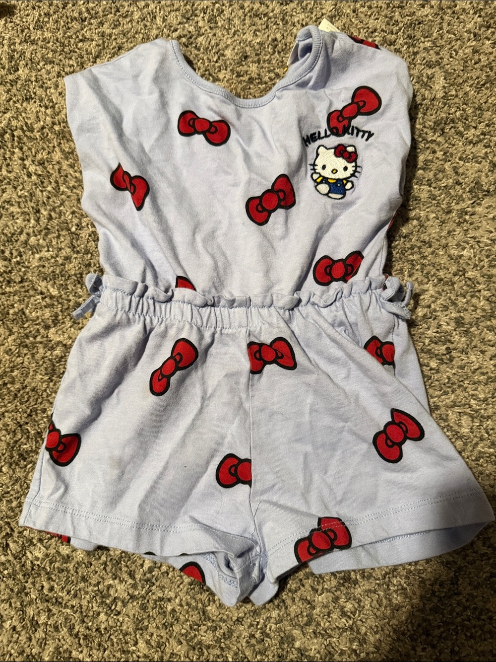 Zara Light Lavender Hello Kitty Romper with Red Bow Print